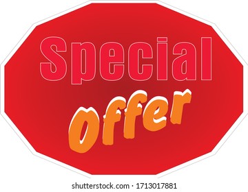 Set of red banner Special Offer. Flat design. Vector Illustration.