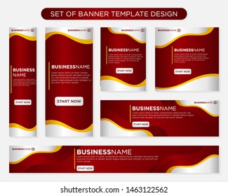 set of red banner template design with modern and simple concept user for web page, ads, annual report, banner, background, backdrop, flyer, brochure, card, poster, presentation layout 