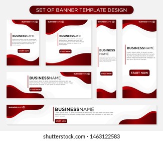 set of red banner template design with modern and simple concept user for web page, ads, annual report, banner, background, backdrop, flyer, brochure, card, poster, presentation layout 