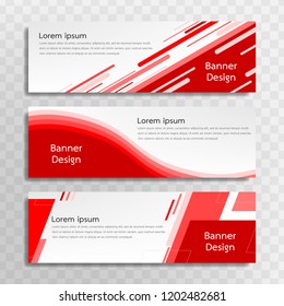 A set of red banner templates designed for the web and various headlines are available in three different designs.