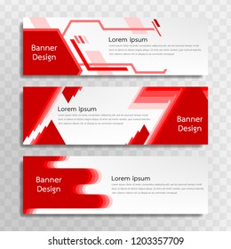 A set of red banner templates designed for the web and various headlines are available in three different designs.