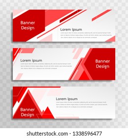 A set of red banner templates designed for the web and various headlines are available in three different designs.