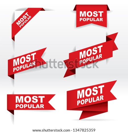 Set of Red Banner Vector, Most Popular, vector concept, illustration, EPS 10