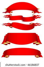 set of red banners
