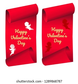 Set of red banners for Valentine's day