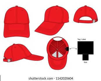 Set Red Baseball Cap Design 
: Label Inside