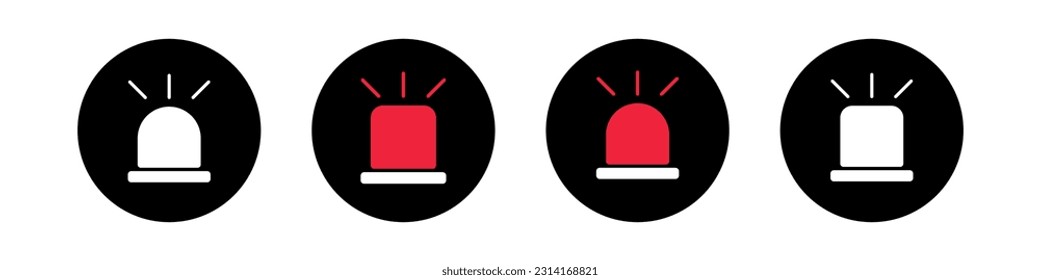 Conjunto de iconos vectores de alarma roja y negra. Simple ilustración de diseño de sirena.