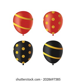Set of red and black different motif balloons