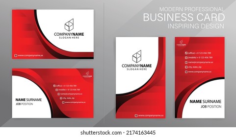 Set of red and black Modern Corporate Business Card Design Templates, vector eps 10