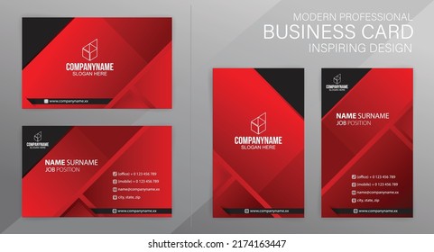 Set of red and black Modern Corporate Business Card Design Templates, vector eps 10