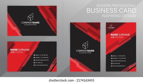 Set of red and black Modern Corporate Business Card Design Templates, vector eps 10