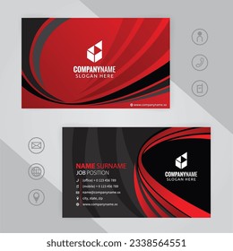 Conjunto de plantillas de diseño de tarjetas de visita corporativas rojas y negras modernas, vector eps 10