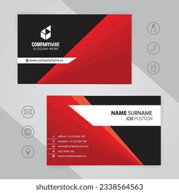 Conjunto de plantillas de diseño de tarjetas de visita corporativas rojas y negras modernas, vector eps 10