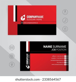 Conjunto de plantillas de diseño de tarjetas de visita corporativas rojas y negras modernas, vector eps 10