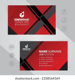 Conjunto de plantillas de diseño de tarjetas de visita corporativas rojas y negras modernas, vector eps 10