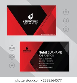 Set of Red and black Modern Corporate Business Card Design Templates, vector eps 10