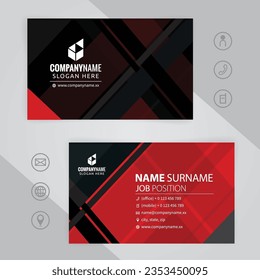 Set of red and black Modern Corporate Business Card Design Templates, vector eps 10