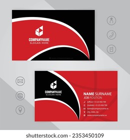 Conjunto de plantillas de diseño de tarjetas de visita modernas de color rojo y negro, vectores eps 10