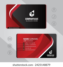 Set of red and black Modern Corporate Business Card Design Templates, vector eps 10