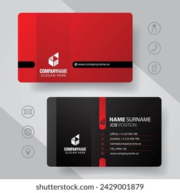 Set of red and black Modern Corporate Business Card Design Templates, vector eps 10