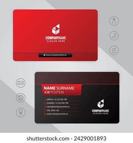 Set of red and black Modern Corporate Business Card Design Templates, vector eps 10