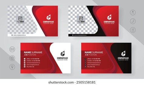 Set of red and black Modern Corporate Business Card Design Templates, vector eps 10