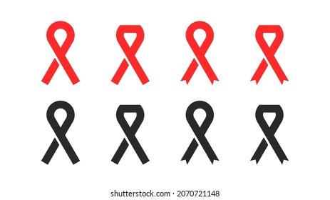Bandas rojas y negras. Día Mundial del SIDA. 1 de diciembre. Ilustración vectorial.
