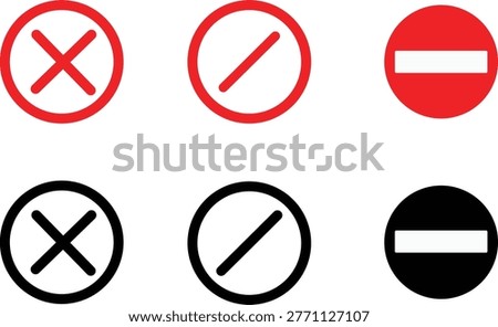 Set of red and black signs indicating prohibition restriction stop with prohibition restriction forbidden negative illustration template contrast collection information