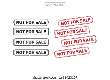Conjunto de sellos rojos y negros sobre fondo transparente para descuento o promoción. No se vende Ilustración vectorial de sellos de muestra