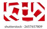 Set Of Red Blank Ribbons, Tags, Badges And Labels Isolated. Vector illustration