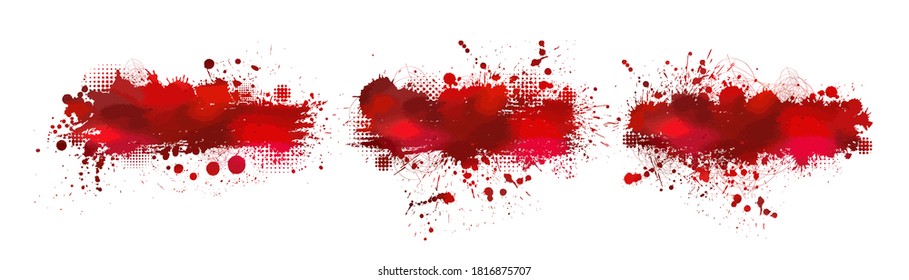 Set Red bloody stain. Vector illustration