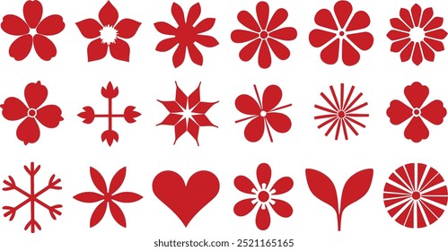 Set of Red Blossoms vector design