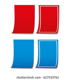 Set of red and blue banners. Label sticker. Vector illustration.