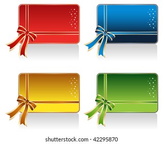 Set of Red, Blue, Gold and Green Gift Card