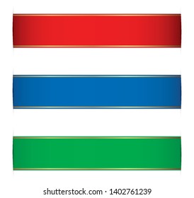 set of red, blue and green bookmark banners 