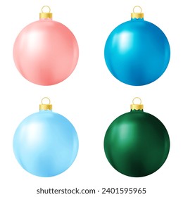 Set of red, blue and green Christmas tree toy or ball