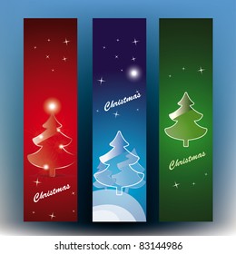 Set of the Red, blue, green christmas trees