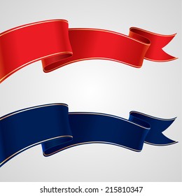 Set of red and blue ribbons for your design and decoration