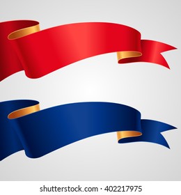 The set of red and blue ribbons for your design and decoration