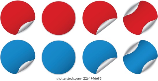  Reihe von roten und blauen Rundaufklebern - Vektordesign-Elemente