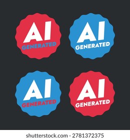 Set of Red and Blue Stickers, AI Generated Vector Sticker Collection