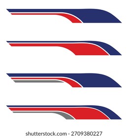 Set of red and blue striped racing decals