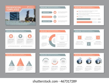 Set of red and blue template for multipurpose presentation slides. Leaflet, annual report, book cover design.