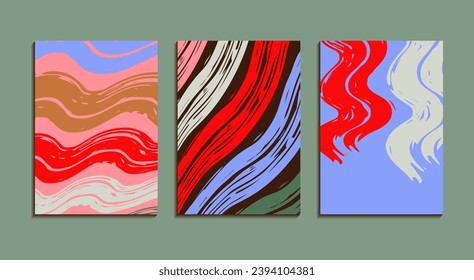 set of red, blue and white, brushes stripes vector template 