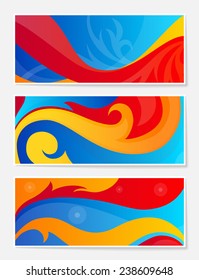Set of red, blue and yellow abstract backgrounds for website, banners or identity.