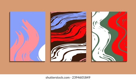 conjunto de plantillas vectoriales de rayas de pinceles rojas, azules y blancas 
