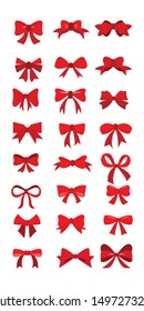 set of Red bow for celebration christmas and birthday, flat design isolated on white background,bow  for business and design. Design elements