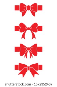set of Red bow for celebration christmas and birthday, flat design isolated on white background,bow  for business and design. Design elements