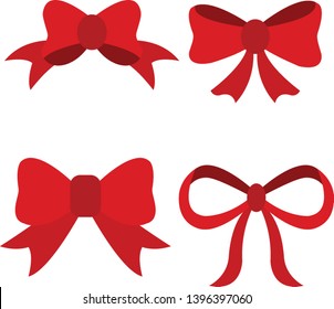 set of Red bow flat design isolated on white background,bow  for business and design. Design elements