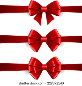 Set of red bows isolated on white
